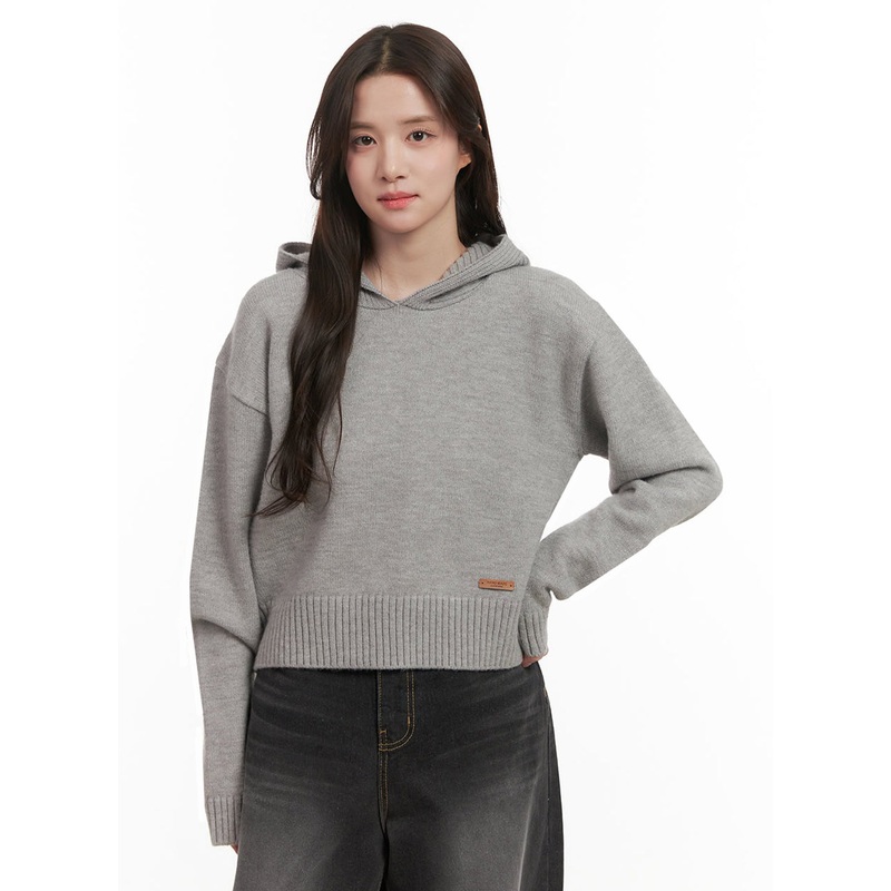 Essential Knit Hoodie IJ510|Gray|Light beige|Dark blue|Black|S/M