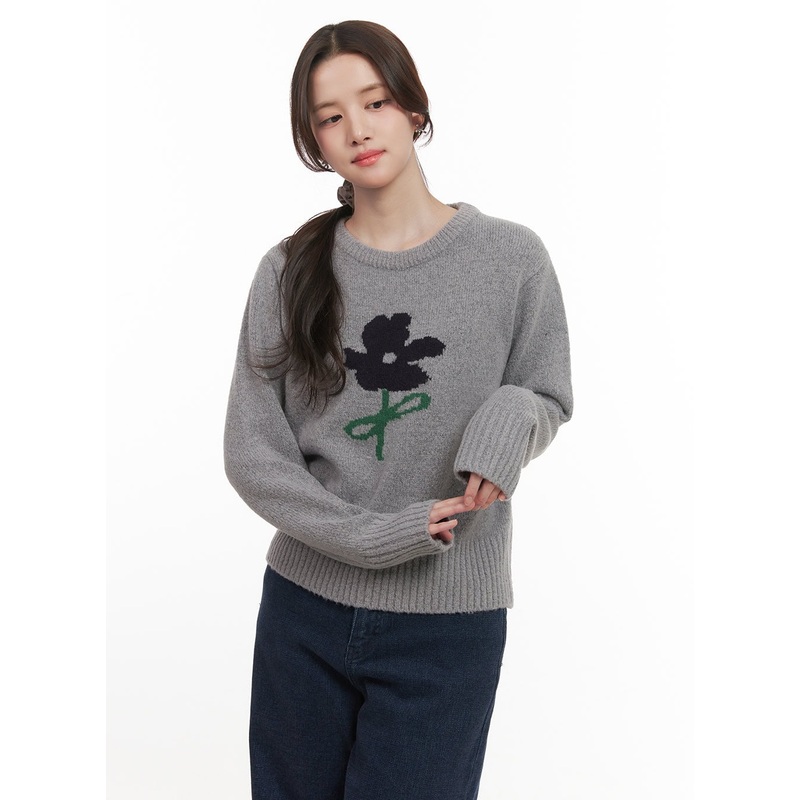 Flower Graphic Knitted Sweater CJ515