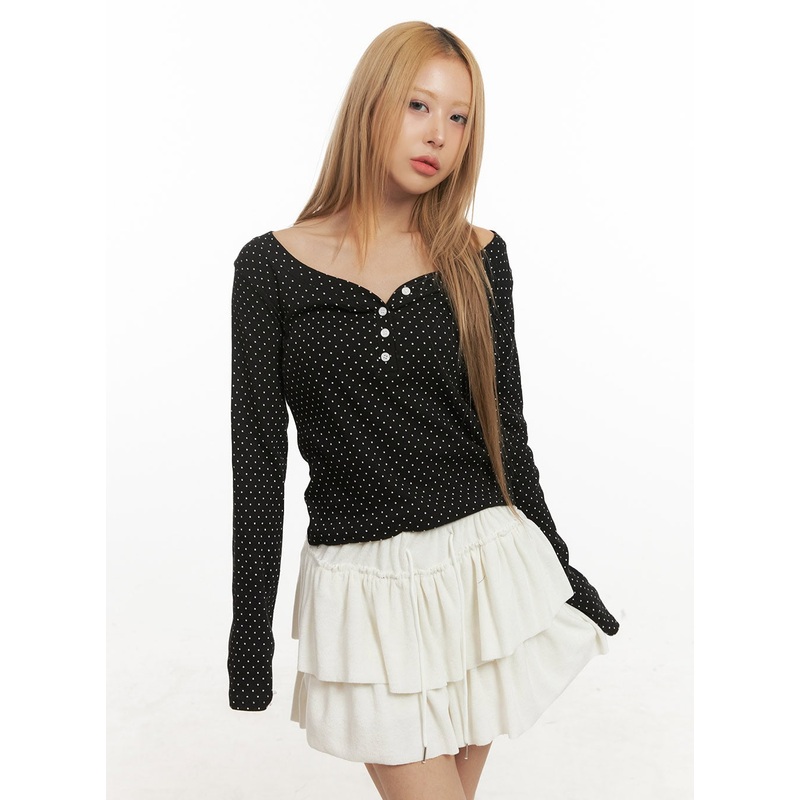 Long Sleeve Polka Dot Top CJ508