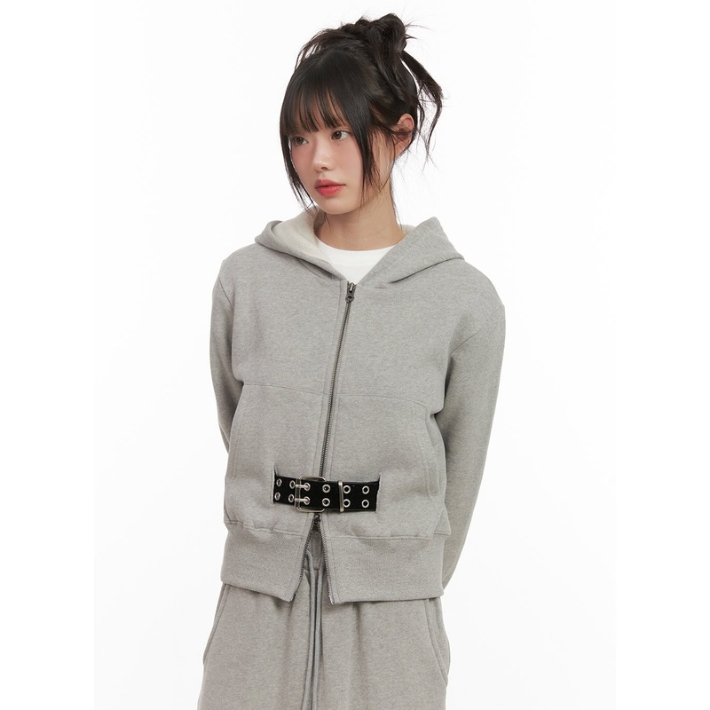 Long Sleeve Zip-Up Cropped Hoodie CJ506
