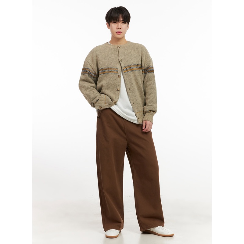 Men’s Comfortable Wide-Fit Solid Color Pants IJ517