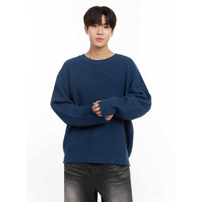 Men’s Loose-Fit Sweater IJ517|Blue|Light beige|Dark green|Dark gray|Black|M/L