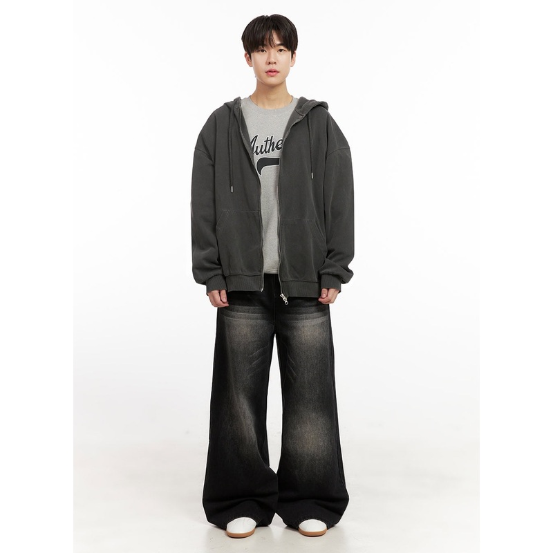 Men’s Washed Relaxed-Fit Jeans (Black) IJ517