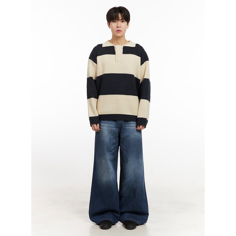 Men’s Washed Relaxed-Fit Jeans (Blue) IJ517