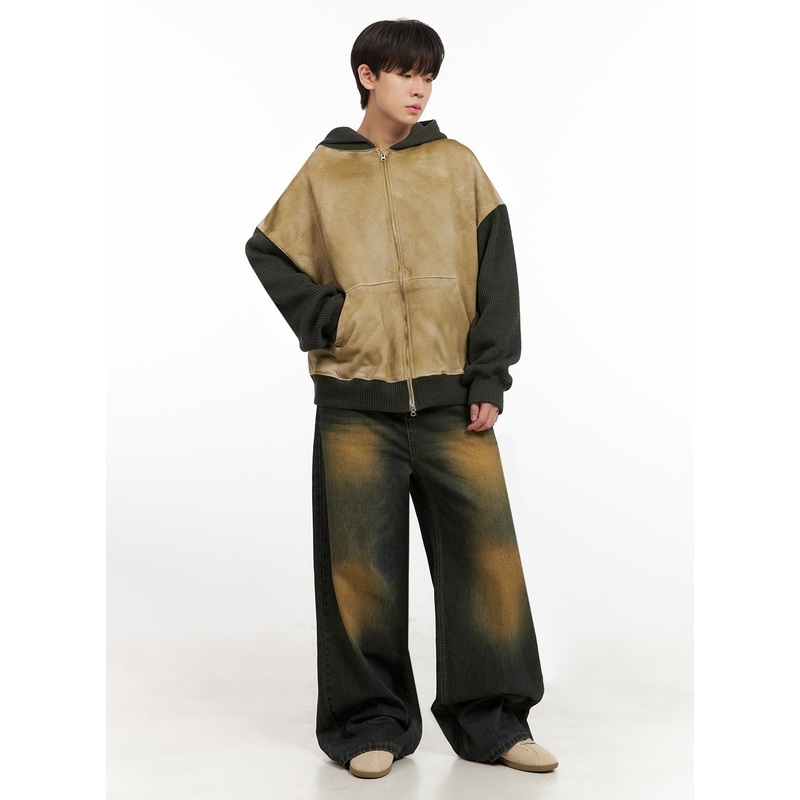 Men’s Washed Relaxed-Fit Jeans (Dark green) IJ517