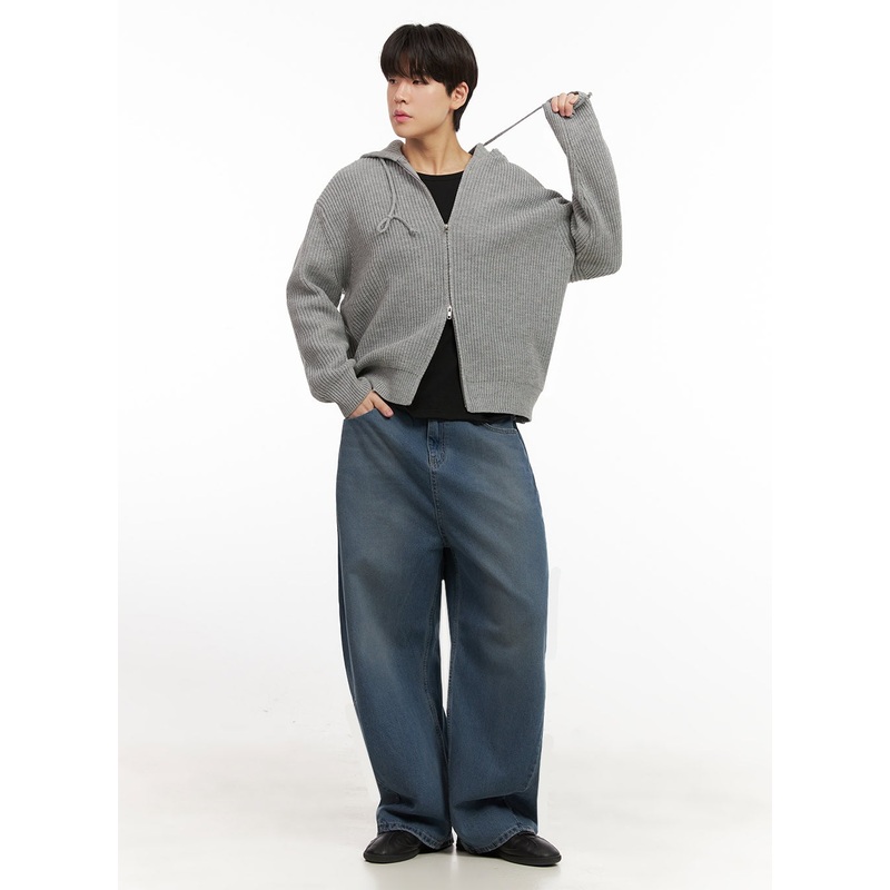 Men’s Washed Wide-Fit Jeans IJ517