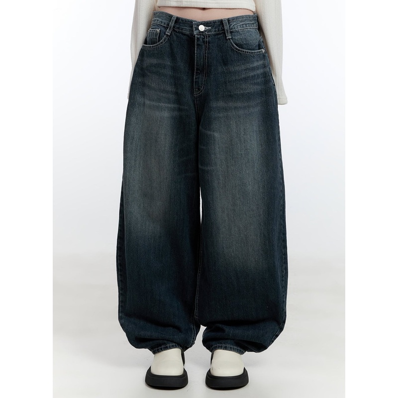 Nessa Balloon-Fit Jeans CJ520|Dark blue|S|M|L