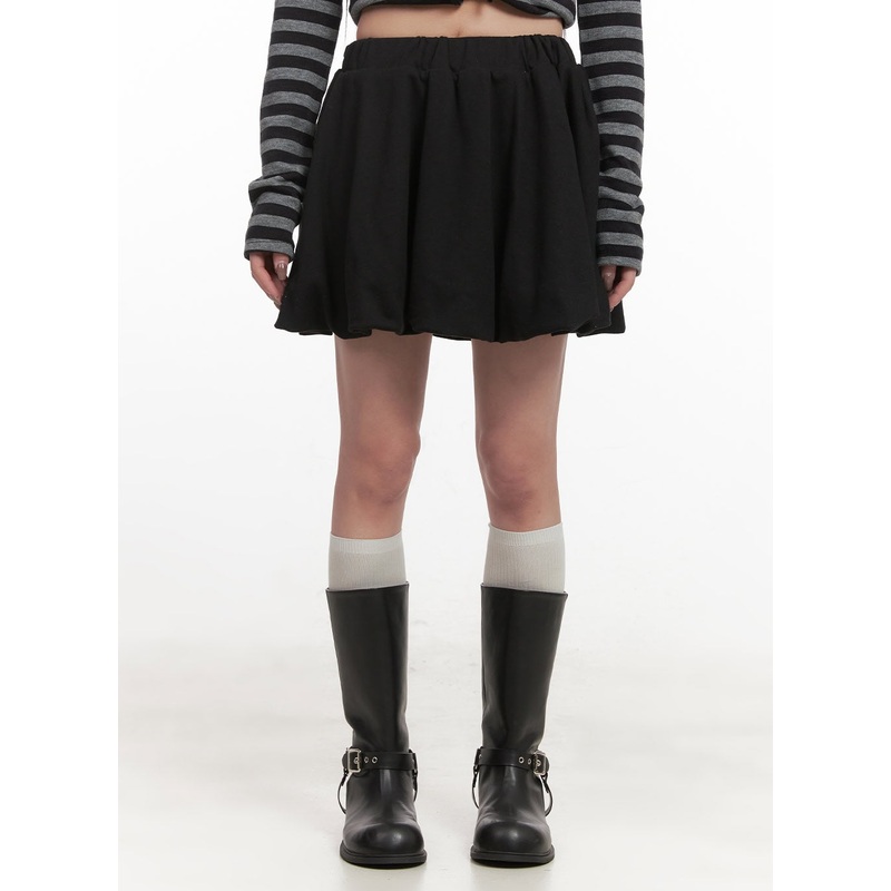 Pintuck Flare Mini Skirt CJ516
