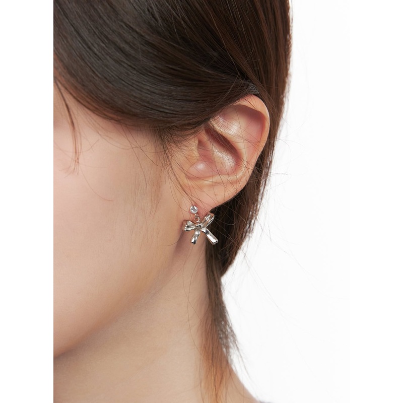 Small Cubic Ribbon Earrings CJ515
