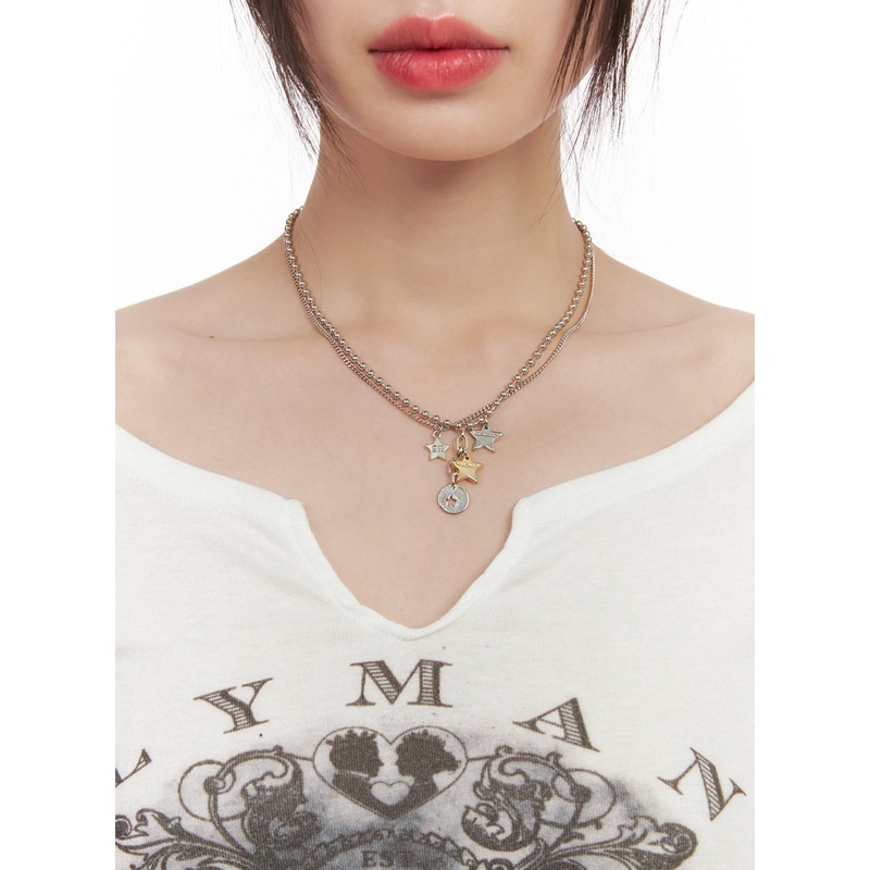 Three-Star Two-Row Necklace CJ502