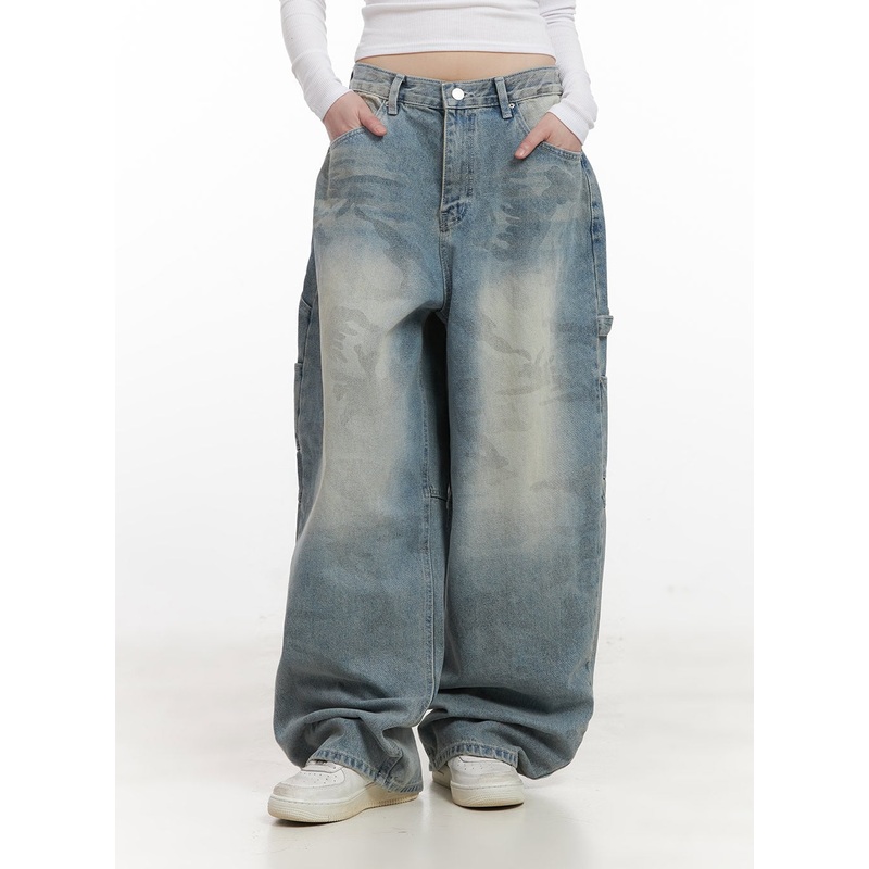 Abigail Camo-Print Carpenter Baggy Jeans CJ528