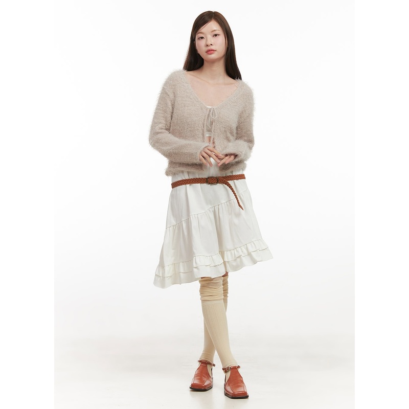 Asymmetric Tiered Midi Skirt IJ527