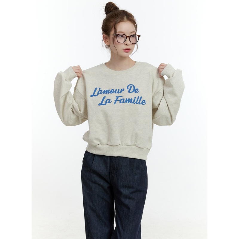 Casual Crop Sweatshirt CF504|Light beige|Dark blue|Blue|M/L