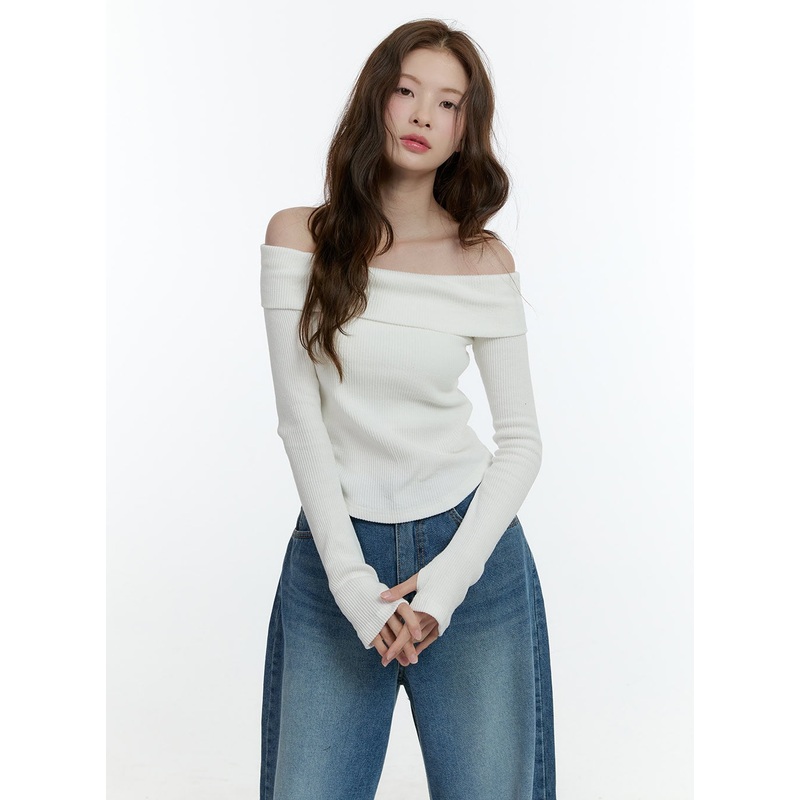 Classic Off-Shoulder Long-Sleeve Top CF504