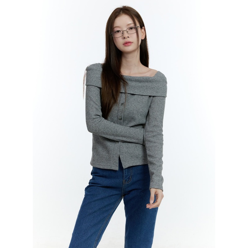 Cozy Buttoned Ribbed Sweater CF504