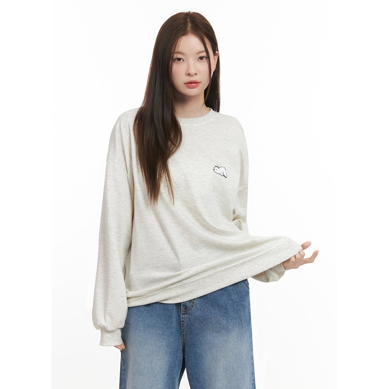 Cozy Embroidered Sweatshirt IJ530