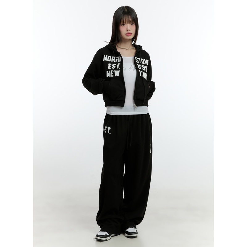 Cozy Embroidered Wide-Leg Sweatpants CF506