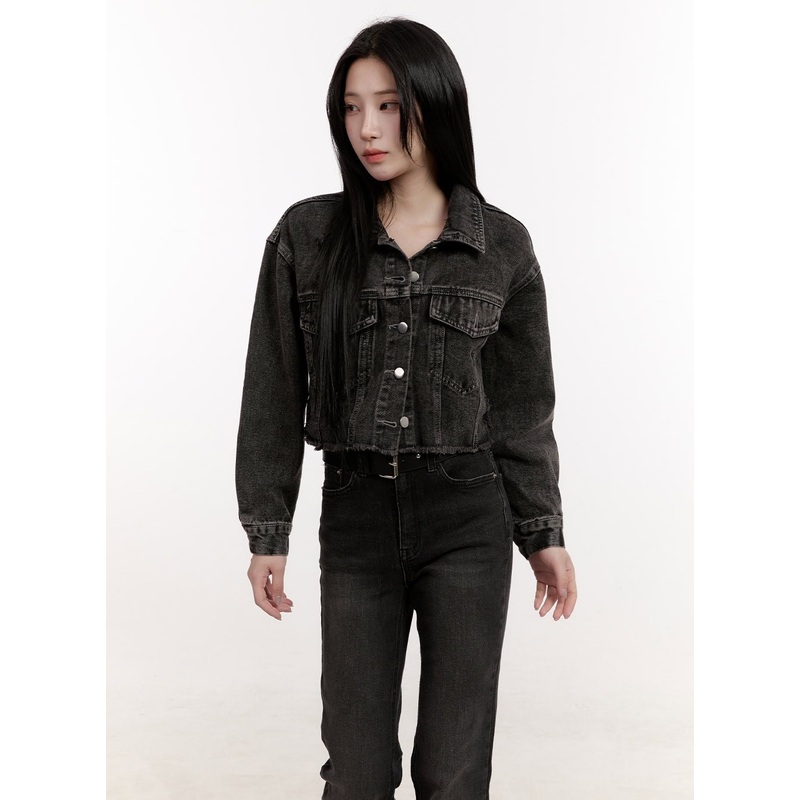 Destroyed Denim Crop Jacket CJ529