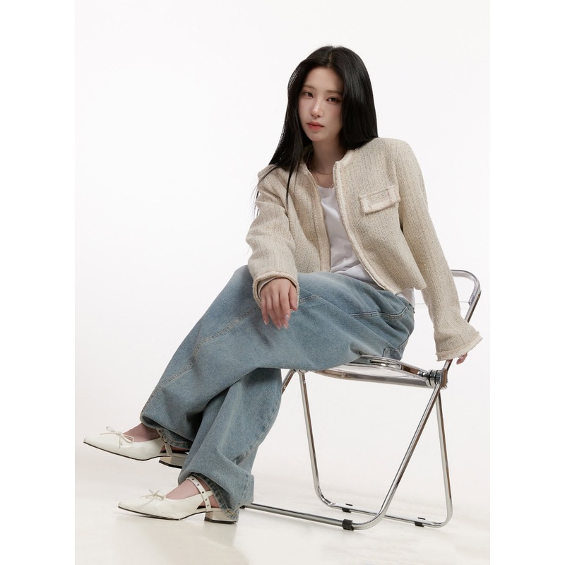 Elegant Tweed Zip-Up Crop Jacket CJ529