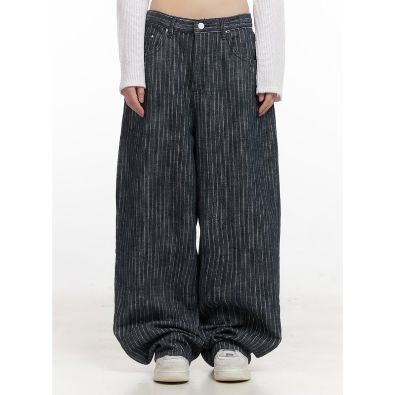 Esther Striped Wide-Fit Baggy Jeans CJ528