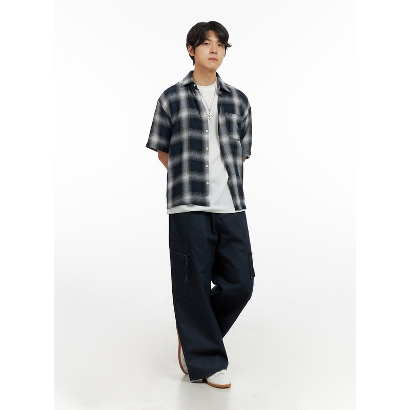 Men’s Cargo Denim Jeans (Dark Blue) IG409