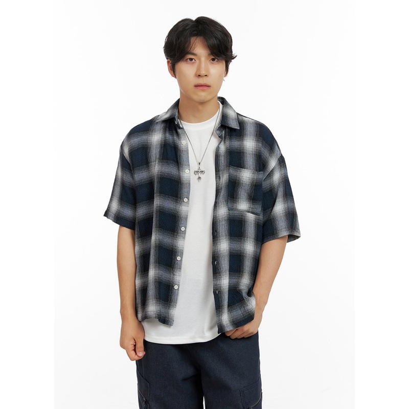 Men’s Checkered Collar Shirt IG409
