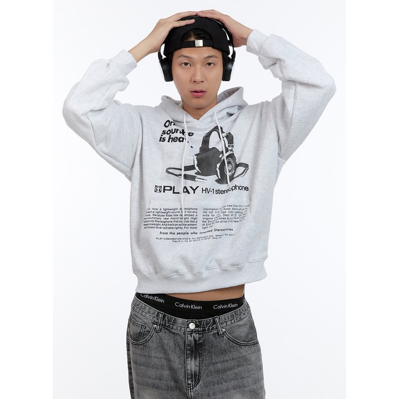 Men’s Cotton Lettering Graphic Hoodie IG427