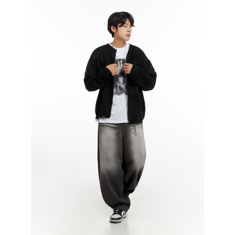 Men’s Loose Fit Baggy Jeans (Black) IG409