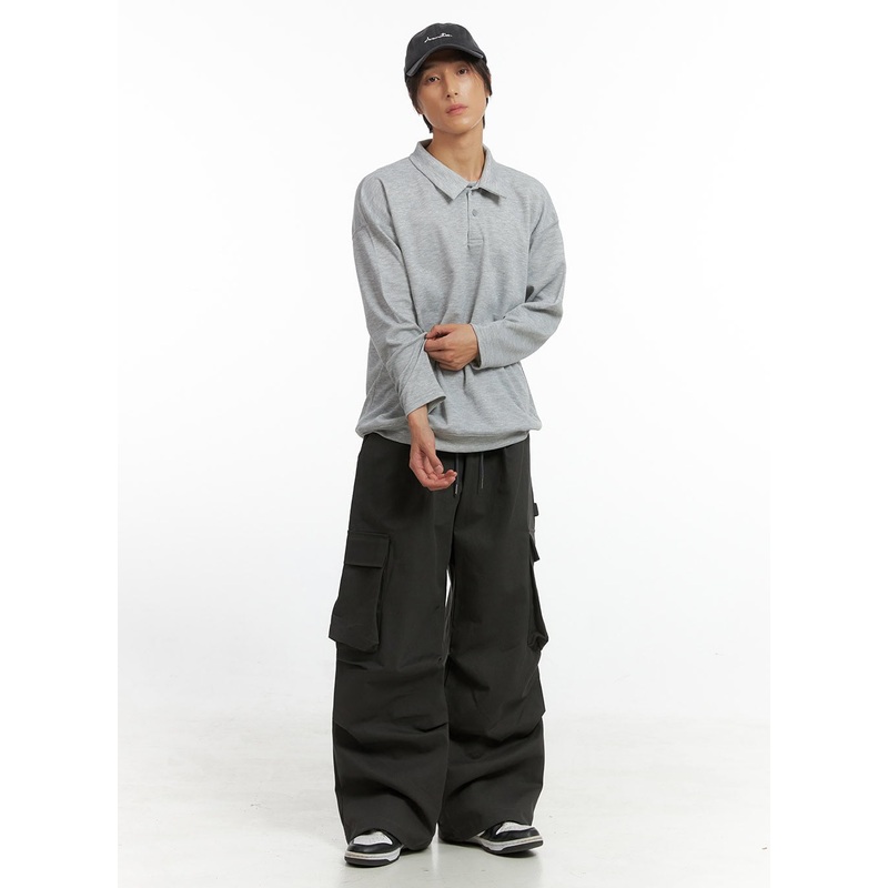 Men’s Super Wide Cargo Pants (Dark Gray) IO417