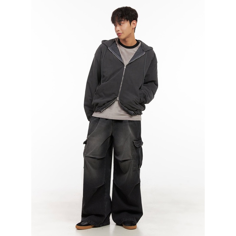 Men’s Wide-Fit Denim Cargo Jeans ID427