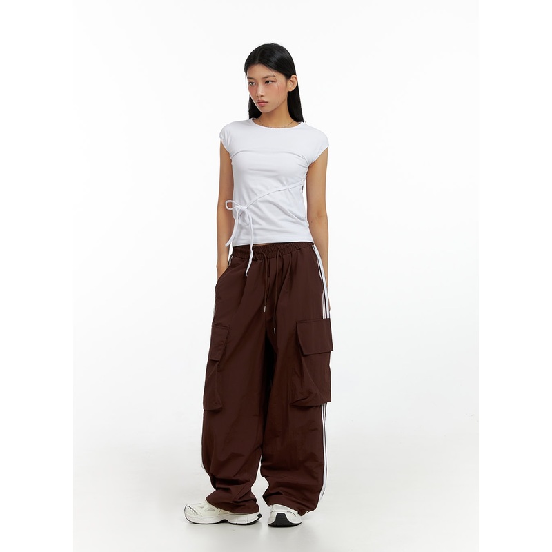Nylon Cargo String Track Pants IL419