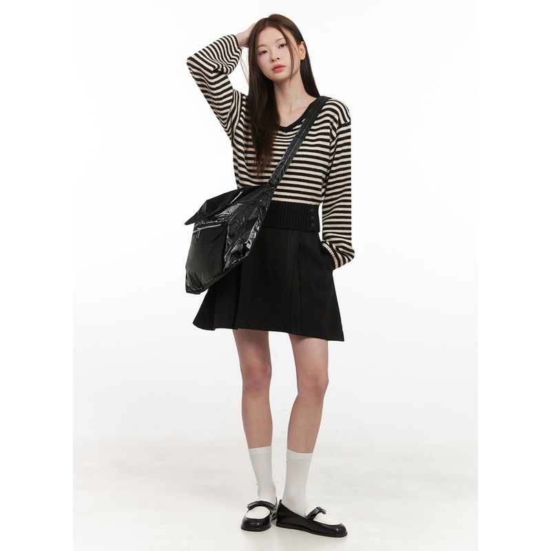 Pintuck A-Line Mini Skirt IF505