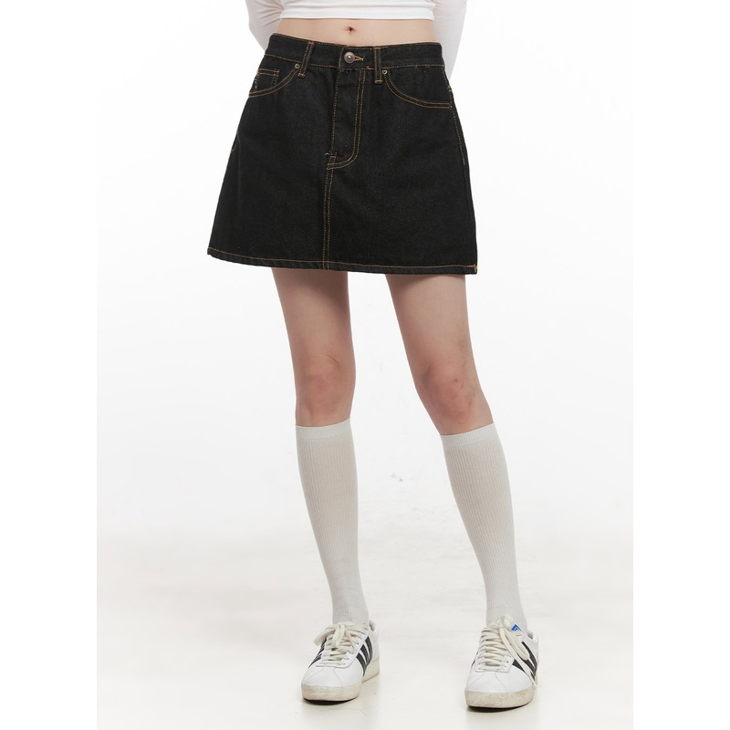 Stitched Denim Mini Skirt CJ524