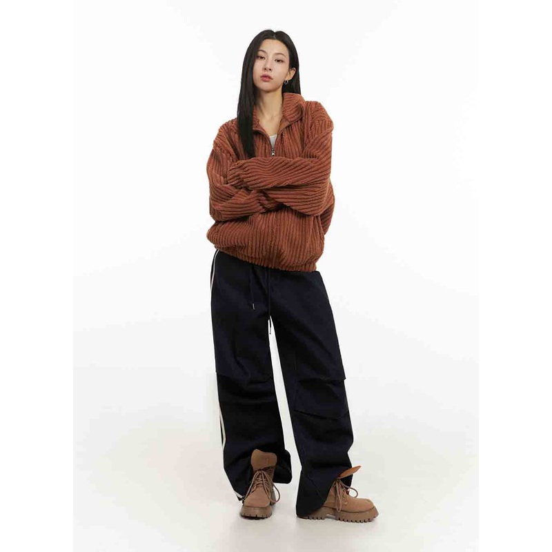 Striped Trackpants with Adjustable Waist IJ503