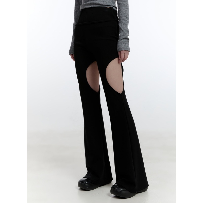 Thigh Cut-Out Flared Leggings CJ521