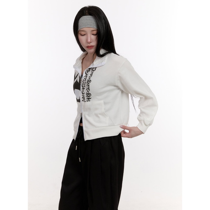 Two-Way Graphic Zip-Up Sweatshirt CJ531