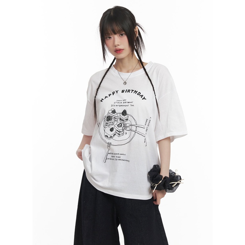 Birthday Graphic Oversized T-Shirt CF518
