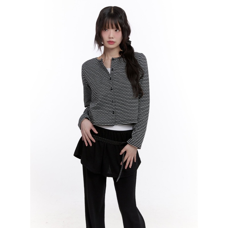 Buttoned Stripe & Polka Dot Cardigan CF512