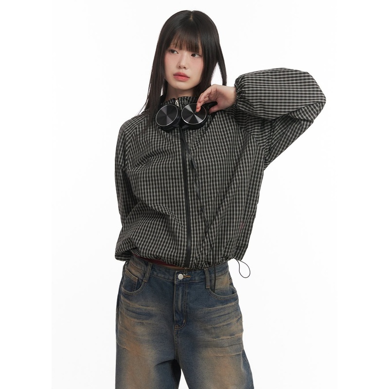 Checkered Hooded Windbreaker Jacket CF519