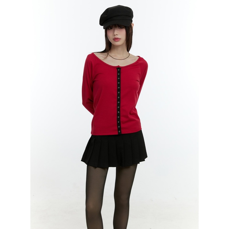 Contrast Buttoned Cardigan CF507
