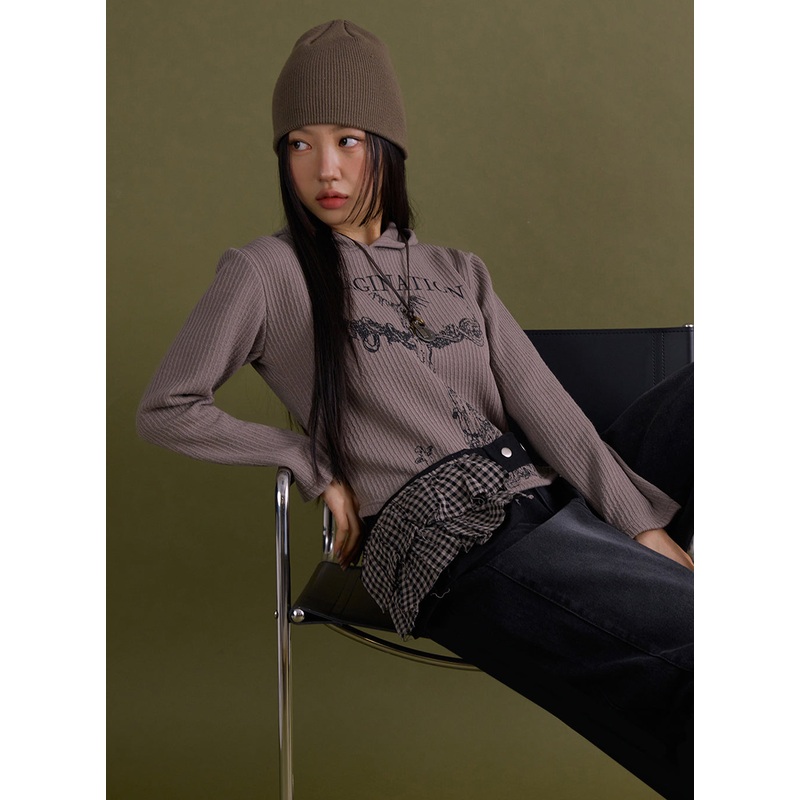 Cozy Graphic Print Hooded Sweatshirt IF511
