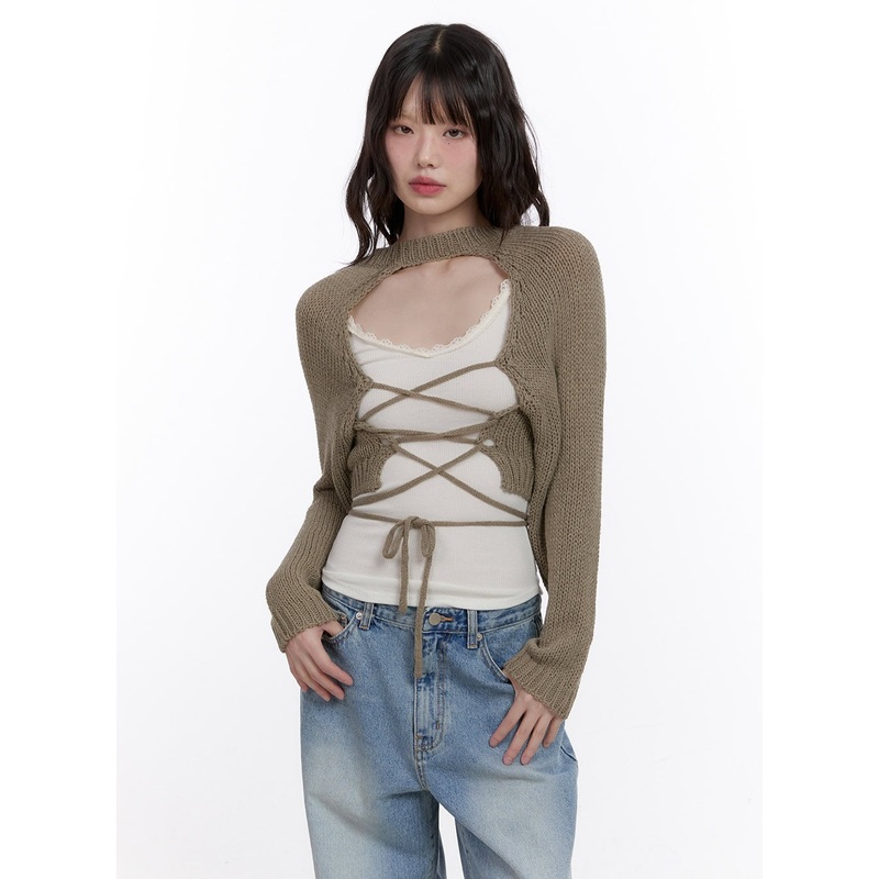 Criss-Cross Strappy Bolero Cardigan CF512