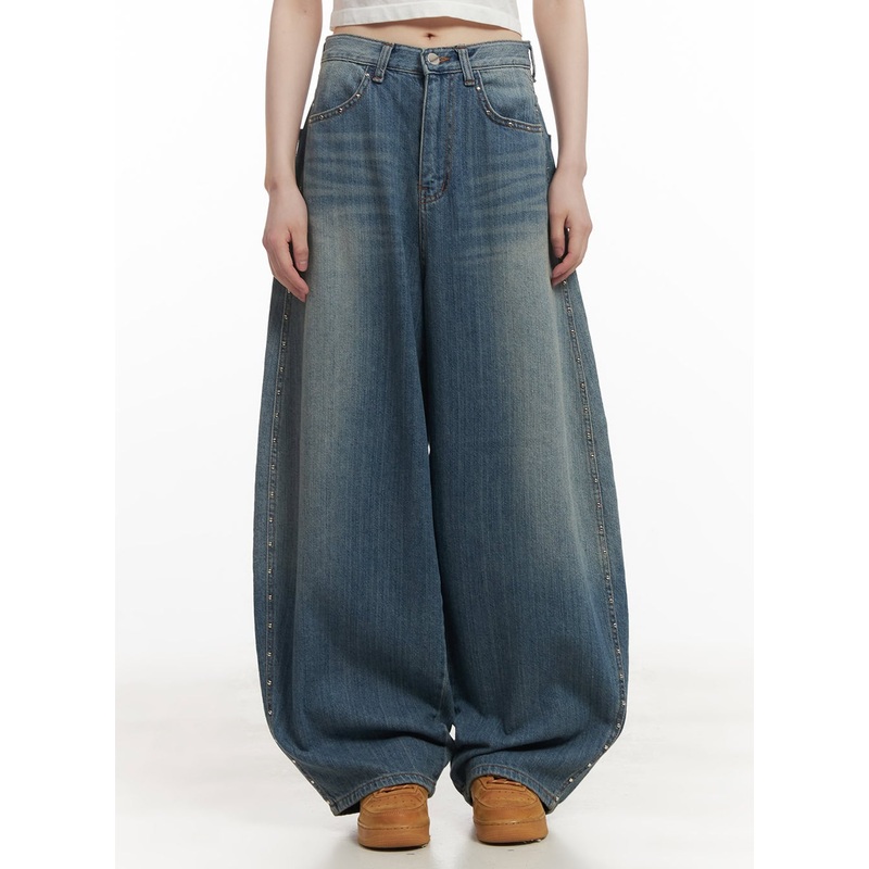 Dianne Studded Washed Baggy Jeans CF519