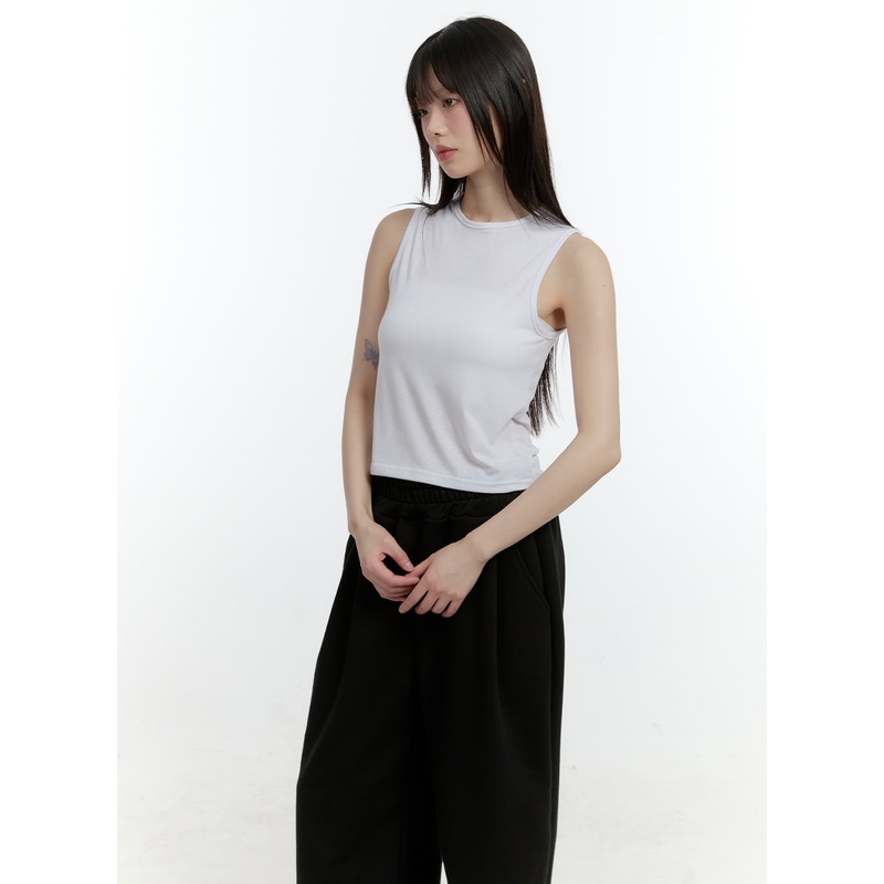 Essential Crop Tank Top CF507|White|Gray|Dark green|Black|S/M
