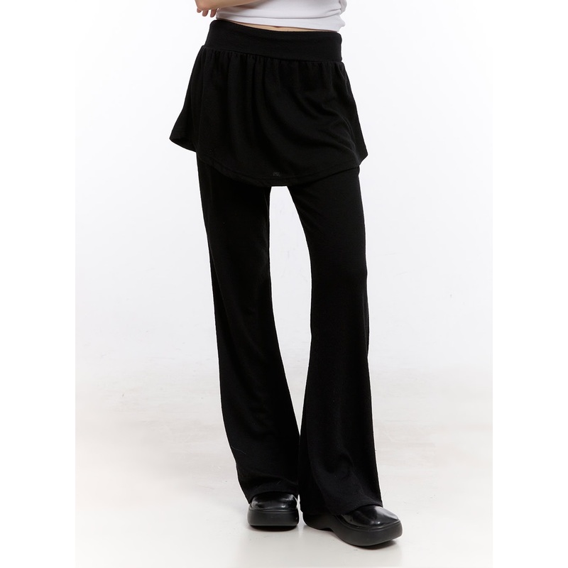 Flared Comfy Pants with Attached Skirt CF512