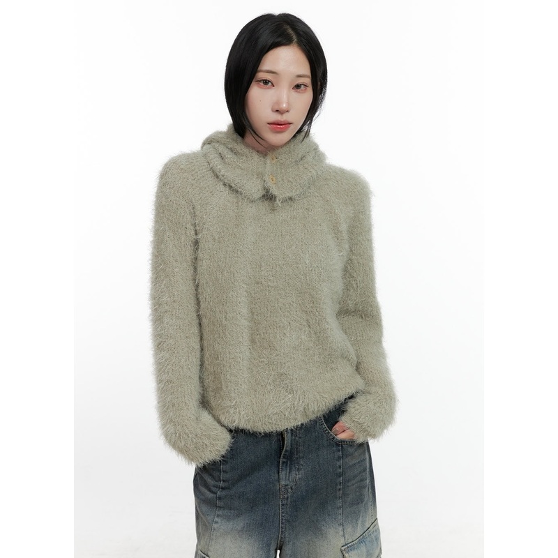 Fuzzy Knit Sweater and Balaclava Set CN407