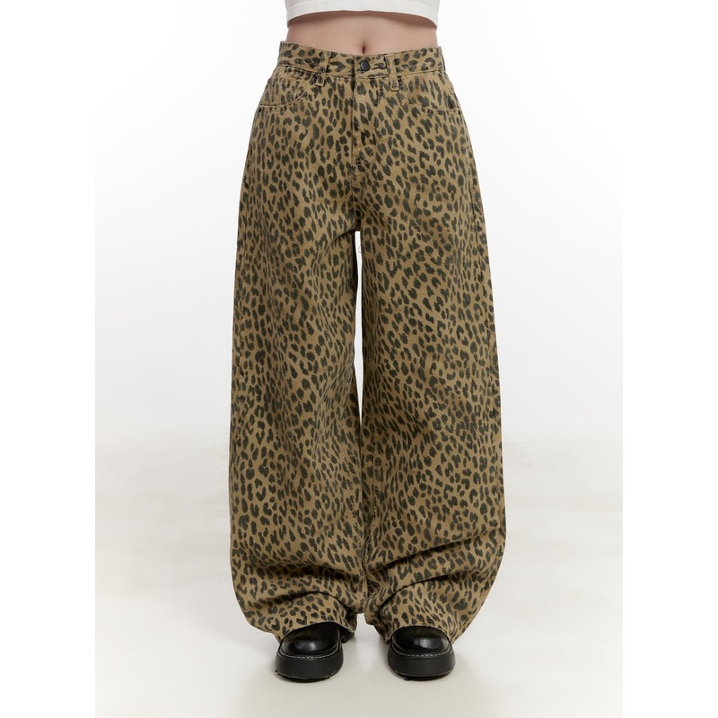 Leopard Wide-Fit Cotton Pants CF525