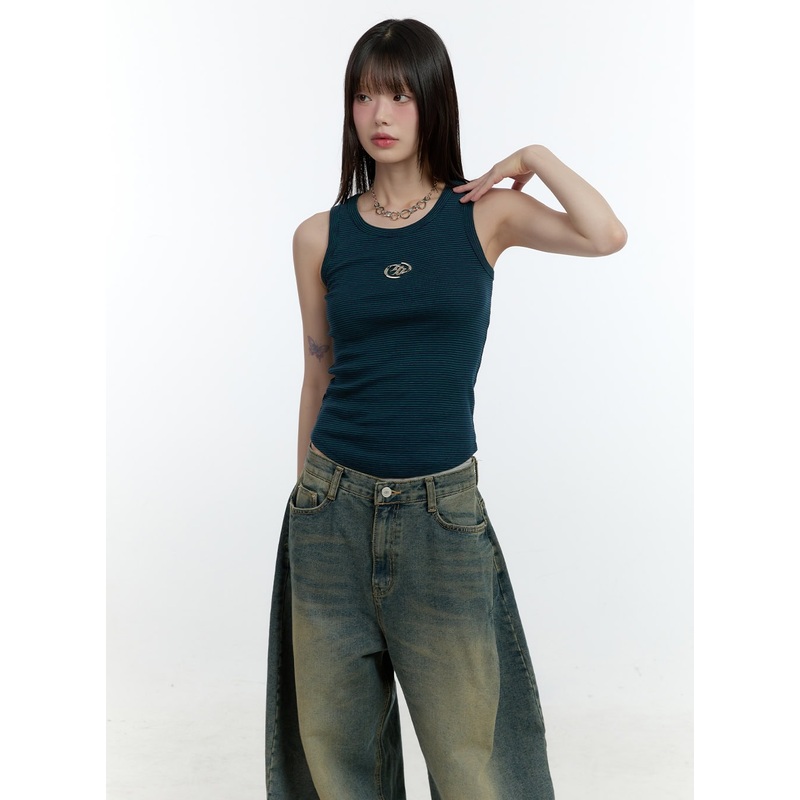 Logo Crop Tank Top CF506|Dark green|Dark gray|Light gray|S/M