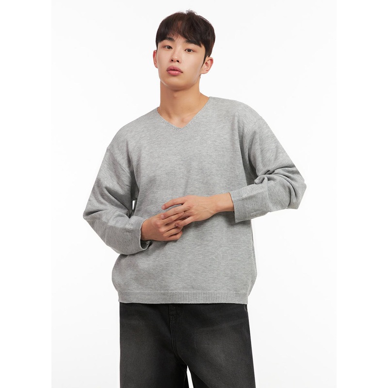 Men’s Essential Gray V-Neck Sweater IF517