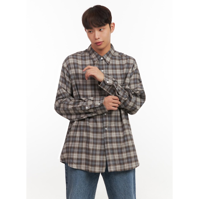 Men’s Oversized Checkered Collar Shirt IF517